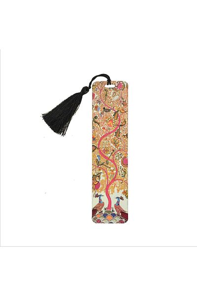 BAKSEPETE Peacock and Tree of Life Printed, Tasseled Bookmark (gift Bookmark, bookmark-121)