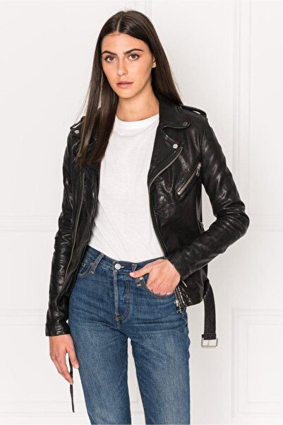 Derimont's Hakiki Deri Siyah Rhoda Kadın Ceket