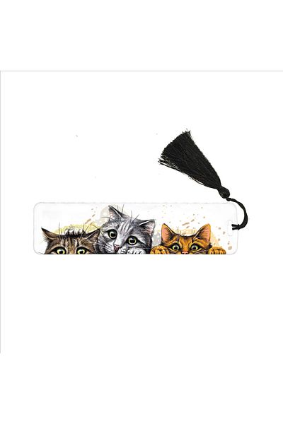 BAKSEPETE Cute Cats Printed, Tasseled Bookmark (gift Bookmark, bookmark-118)