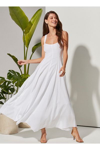 White By Nature Λευκό γυναικείο φόρεμα παραλίας Wbn3121-m