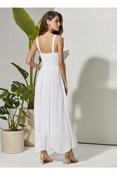 White By Nature Λευκό γυναικείο φόρεμα παραλίας Wbn3121-m