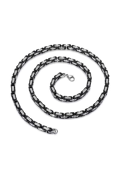 The Collection Men's Silver Black Double Color 5 Mm Steel King Chain