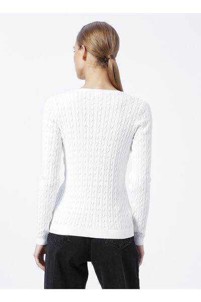 U.S. Polo Assn. Pulover de damă bej simplu cu decolteu în V Tk03-bsk22