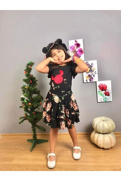Minnie Mouse Girl's Minnie Skirt and Hat Three Piece Set