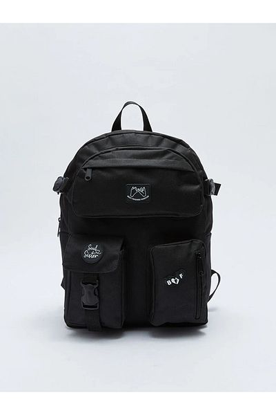 LC Waikiki ACCESORII LCW Rucsac pentru fete cu buzunare multiple cu imprimeu etichetă