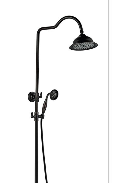 İSAOĞLU YAPI Siyah Duş Seti Ve Siyah Banyo Bataryası Vintage Model Komple Pir...