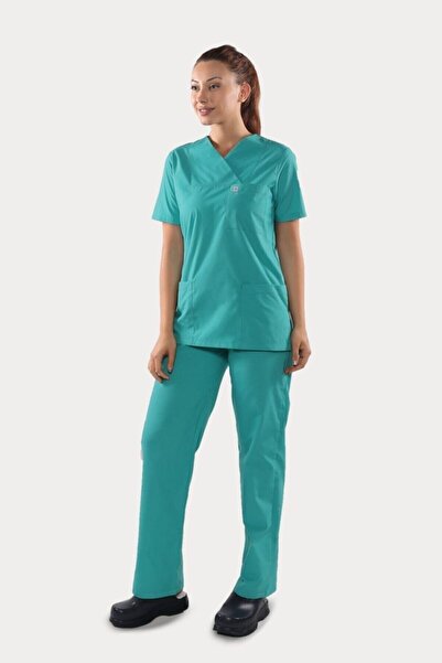 PRODEXY طقم جيرسي نسائي ذو ياقة تميمة خضراء لحفلات الجراحة