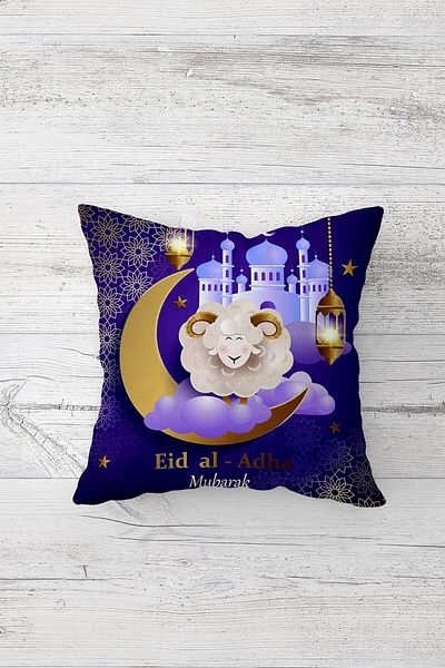 on the clouds Eid Al Adha Mubarak Ramadan Husă de pernă cu fermoar ascuns imprimat pe două fețe