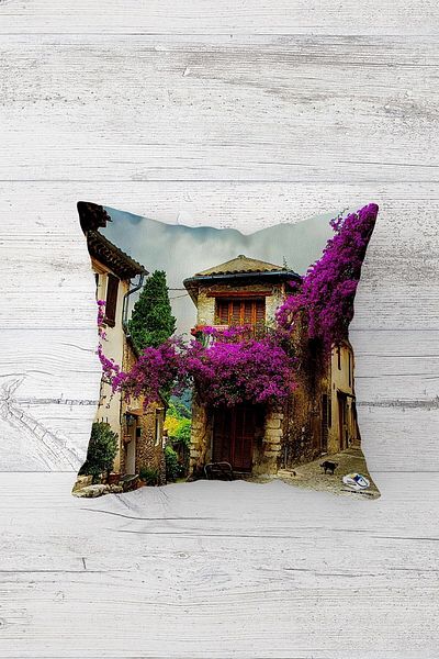 on the clouds Față de pernă cu fermoar ascuns imprimat pe o parte cu vedere la Bougainvillea Husă de pernă pentru scaun
