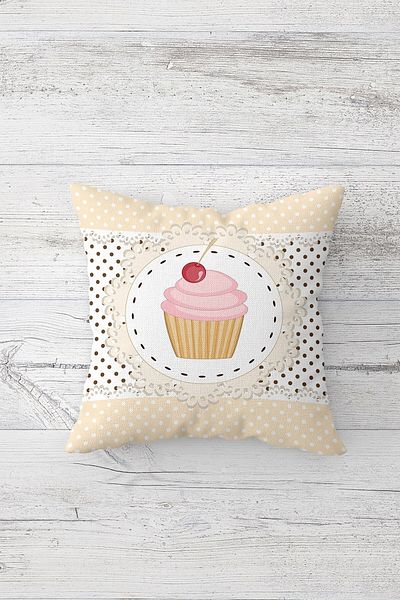 on the clouds Μαξιλαροθήκη με μοτίβο Cupcake με διπλή πλευρά με κρυφό φερμουάρ Μαξιλαροθήκη για μαξιλάρι καναπέ