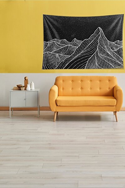 on the clouds Night Mountain Peak Stain Resistant Velvet Textured Fabric Wall Cloth Wall Carpet Tapestry