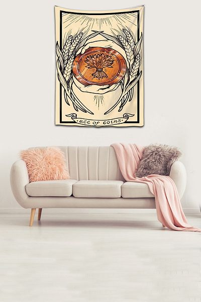 on the clouds Ace Of Coins Tarot Pentacles Πλενόμενο ύφασμα ανθεκτικό στους λεκέδες Πανί τοίχου Μοκέτα τοίχου