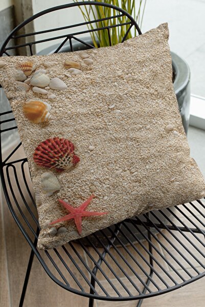 Viva Home 43x43cm Husă de pernă premium din pene de păsări thailandeze, cu două fețe, cu scoici de mare 3d Krl125