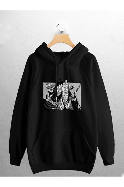 Joza Outdoors Unisex Femei Bărbați One Piece Printed Design Negru Oversize Hanorac