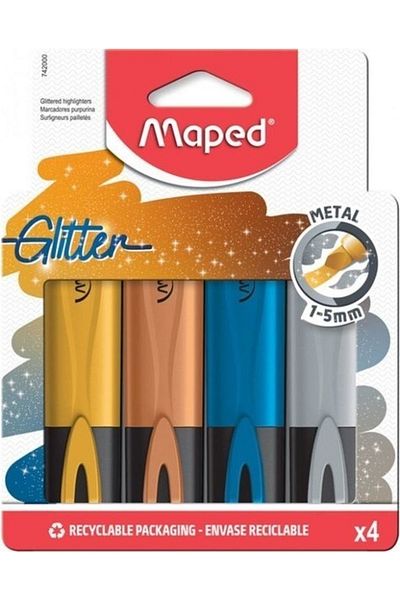 Maped Highlighter Glitter Metal 4-pack
