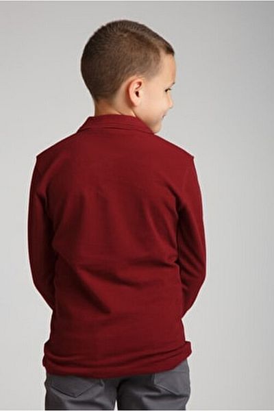 OKULCA Claret Red Unisex Bumbac Pieptănat Guler Polo Scoala Lacoste