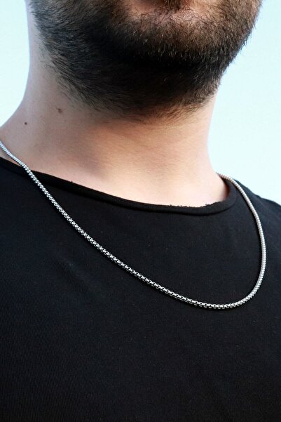 Baykuş Erkek Gri Örme Model Çelik Zincir Kolye