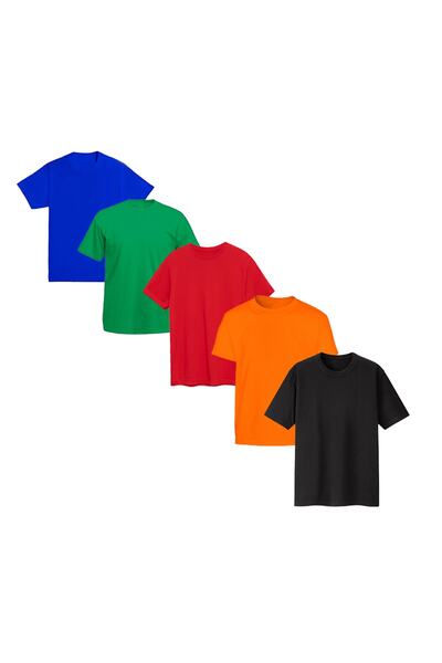 HediyeMania Μαύρο Πορτοκαλί Κόκκινο Πράσινο Σαξ Μπλε Σετ Μπλουζάκια Πολυτελές...