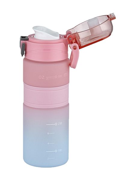 Vagonlife Double Color 600ml Non-Slip Silicone Body Comfortable Drinking - Strawless - Motivation Water Bottle