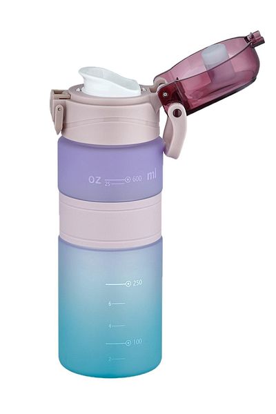 Vagonlife Double Color 600ml Non-Slip Silicone Body Comfortable Drinking - Strawless - Motivation Water Bottle