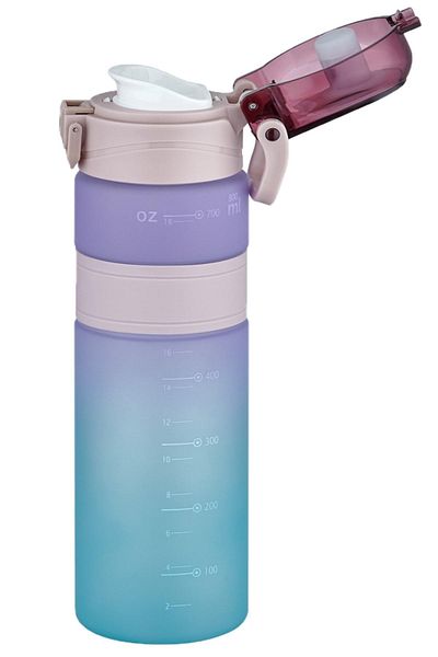 Vagonlife Double Color 800ml Non-Slip Silicone Body Comfortable Drinking - Strawless - Motivation Water Bottle