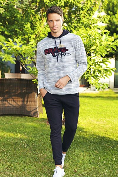 DONWEAR Ανδρικό κοστούμι πιτζάμα με κουκούλα Navy Blue