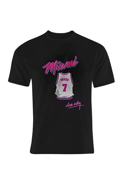 usateamfans Unisex Μαύρο μπλουζάκι Miami Heat Vice City Wade Written