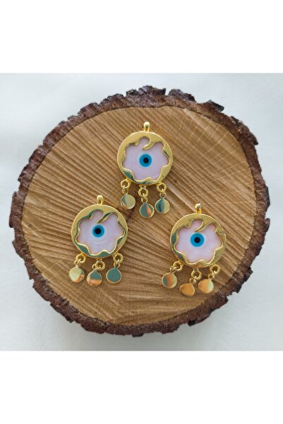 Bonanka Murano Cam Altın Kaplama Çerçeveli Nazar Kolye Küpe Ucu - Pembe Renk ...