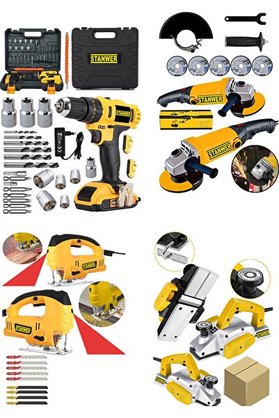 STANWER Pro Iş Alet Seti Spiral Taşlama Akülü Matkap Planya Lazerli Dekupaj 2...