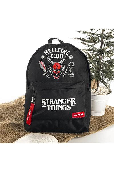HEPBİMODA Σχολικό σακίδιο πλάτης με τυπωμένο Stranger Things Hellfire Club