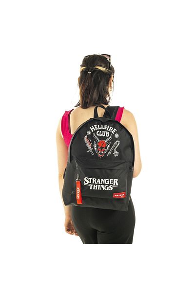 HEPBİMODA Σχολικό σακίδιο πλάτης με τυπωμένο Stranger Things Hellfire Club