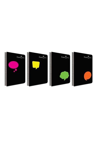Faber Castell A4 Spiralli Neon2 Pp Kapak 100 Yaprak Kareli Defter 4'lü Set