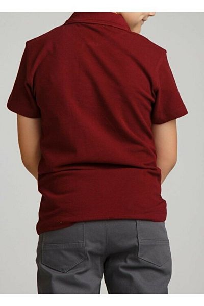 OKULCA Lacoste școlară unisex din bumbac pieptănat roșu Claret
