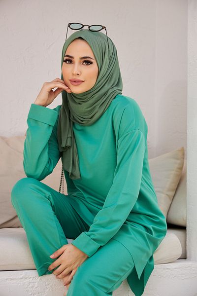 Naciye Sultan Combed Cotton Shawl Green