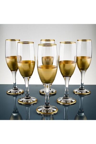 P H Panayır Home طقم أكواب قهوة من Paşabahçe مكون من 6 أشخاص، طقم ستيمواري، طقم بيسترو ذهبي