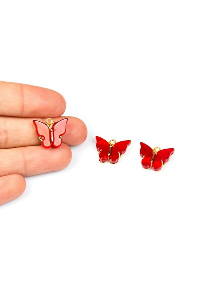 yfhobi 1 Adet - 15 Mm Kelebek Takı Aparatı, Altın Kaplama Kırmızı Taşlı Takı ...
