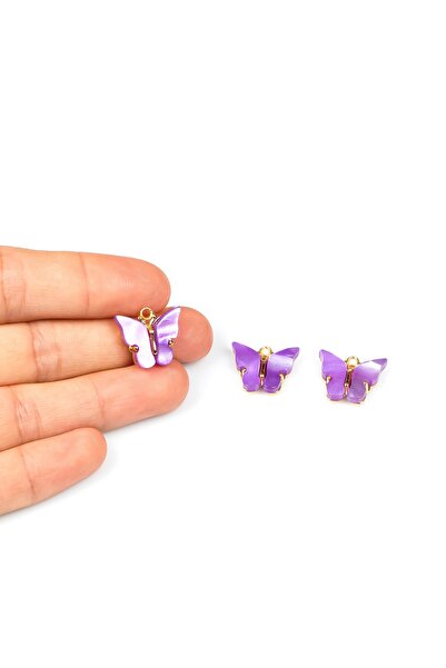 yfhobi 1 Adet - 15 Mm Kelebek Takı Aparatı, Altın Kaplama Mor Taşlı Takı Apar...
