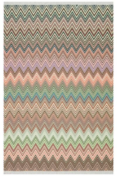 Rugs Modern Halı Cotton 544 Covor cu model în zig-zag multicolor în tonuri pa...