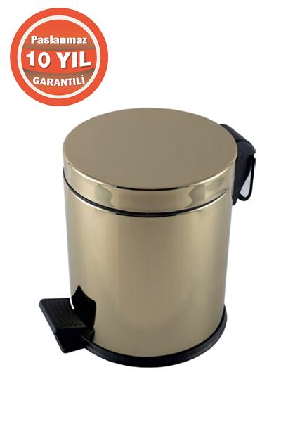 ÇELİK BANYO Paslanmaz Çelik 3 Litre Pedallı Banyo Çöp Kovası Altın Gold