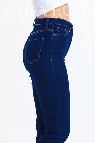 SHEVEGA Μπλε Navy High Waist Lycra Mom Jean