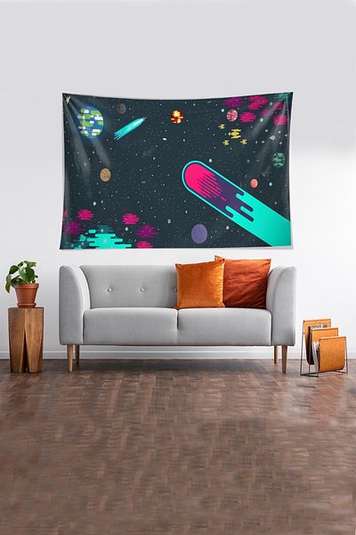 on the clouds Tapiserie de perete din țesătură texturată din catifea, cu tematică Space Space Space