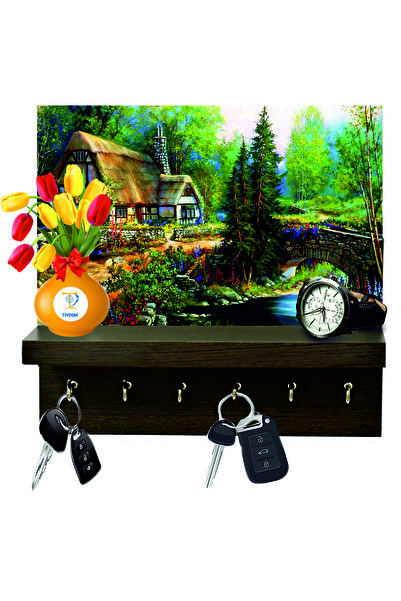 Tiydem Ahşap Anahtarlık / Anahtar Askısı Raf / Dekoratif Kapı Arkası Anahtar ...