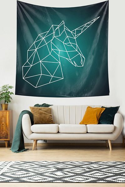 on the clouds Husă de perete din țesătură texturată din catifea anti-pete cu design unicorn