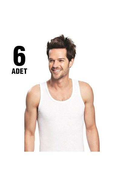 Tutku White Men's Ribbed Athlete Set of 6