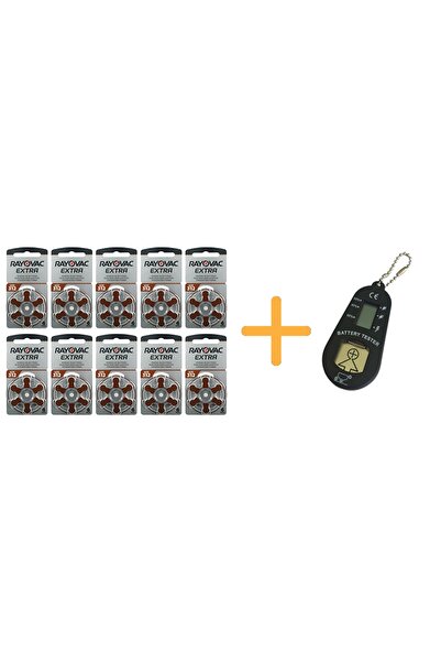 Rayovac Extra 312 No Işitme Cihazı Pili (10 Paket X 6= 60 Adet) +  Pil Ölçer,