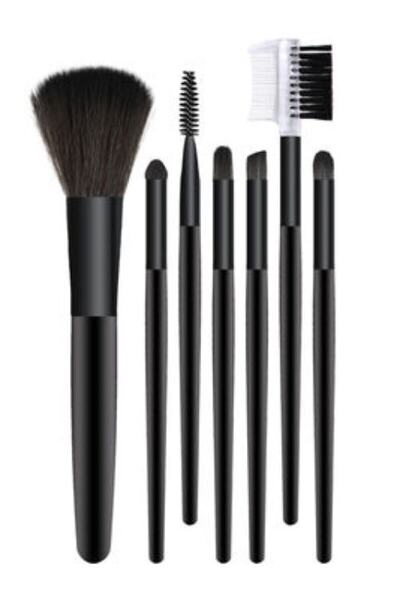 MUJGAN مجموعة فرشاة سوداء مكونة من 7 قطع مع حقيبة