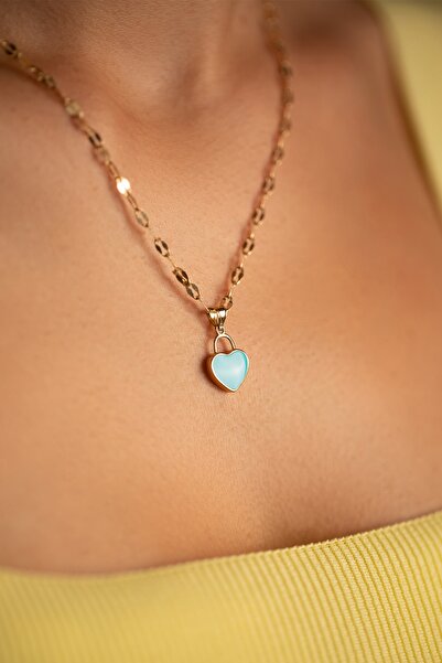 YAVUZ KUYUMCULUK 14 Ayar Altın Kalın Aynalı Zincir Kalp Kolye