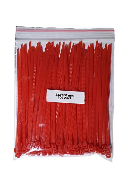 TeknoGöz Plastik Kablo Bağı - Kırmızı -2,5mmx100mm-cırt Kelepçe (100 Adet)