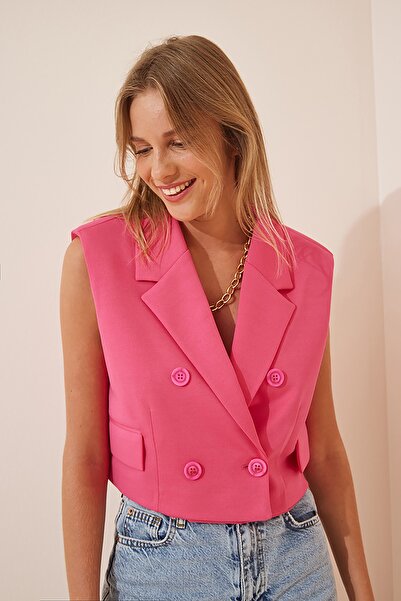 Happiness İstanbul Vest - Pink - Double-breasted