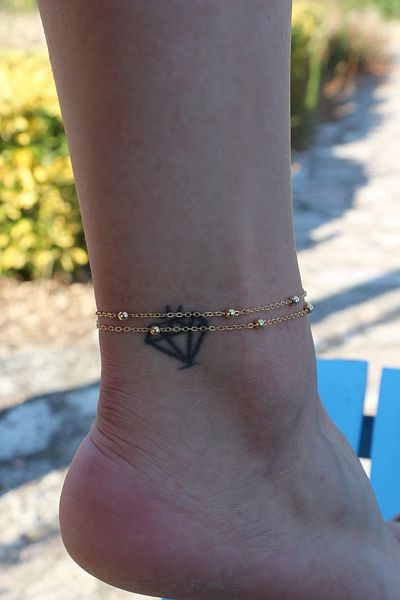 Dukkanka 2-Piece Dorica Chain Gold Color Women's Anklet